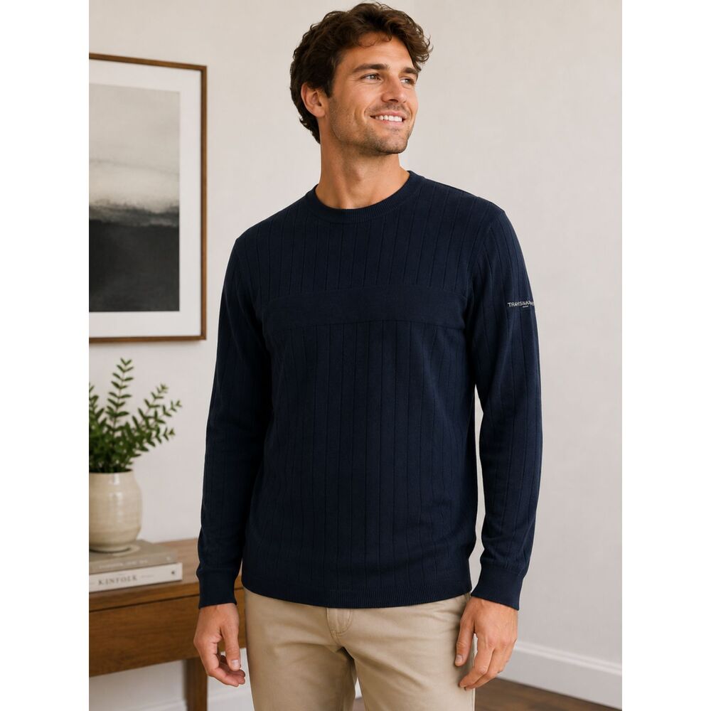 NWT Nautica Heavy Cotton Knit Long Sleeve Navy Blue Sweater Men's Large